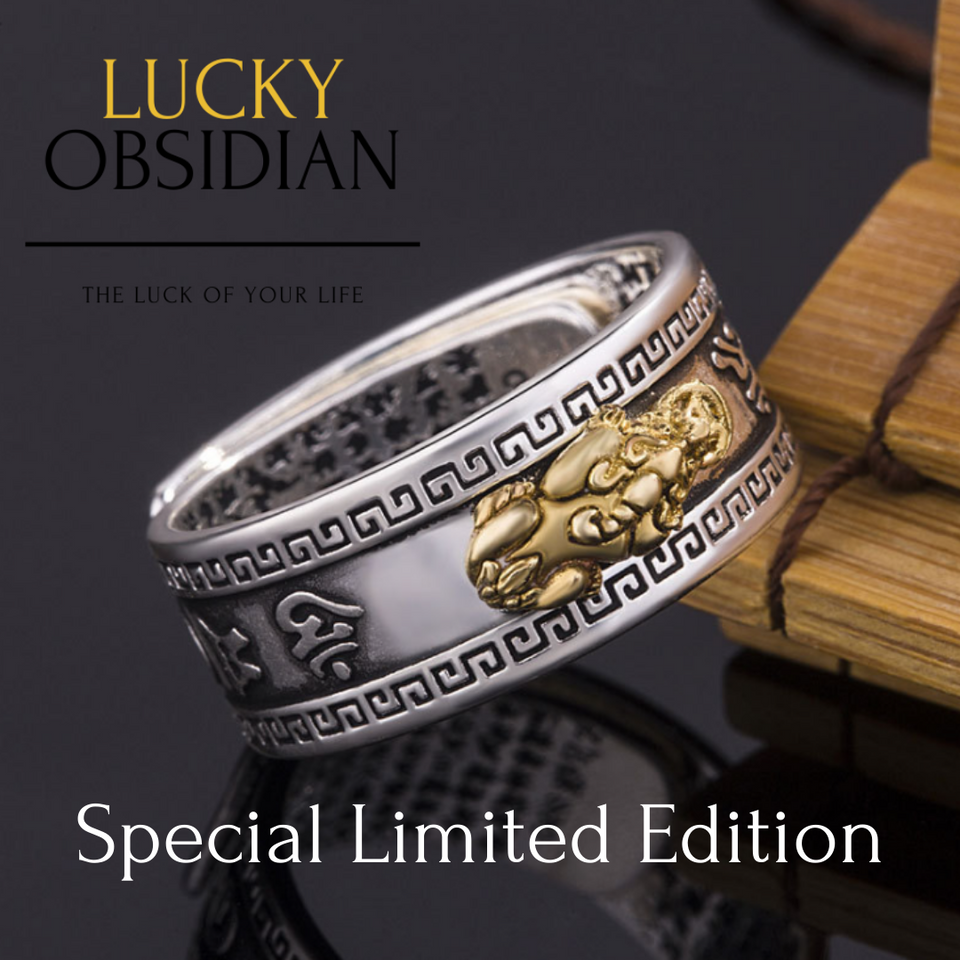 Limited Edition Adjustable Lucky Pi-Xiu Ring Unisex Lucky Obsidian Limited Edition Adjustable Lucky Pi-Xiu Ring Unisex.