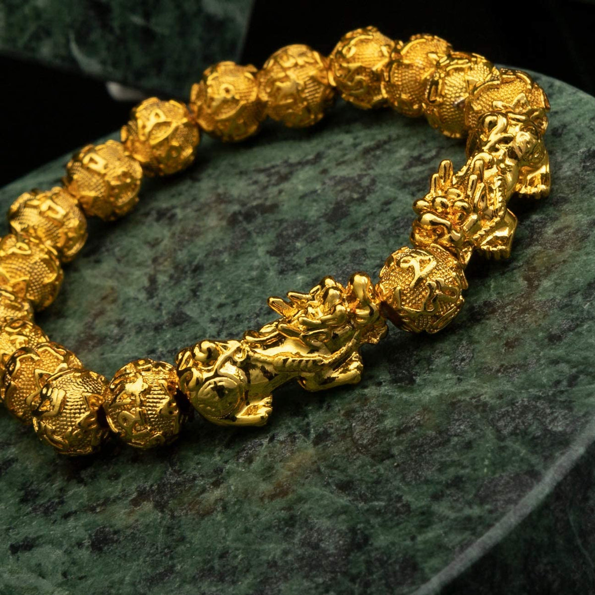 Feng Shui Golden Pix-iu Bracelet | Lucky Obsidian